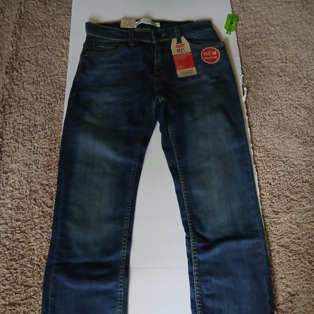 New Levis 511 Slim stretch Boys Blue Jeans Size 14 Reg 27x27